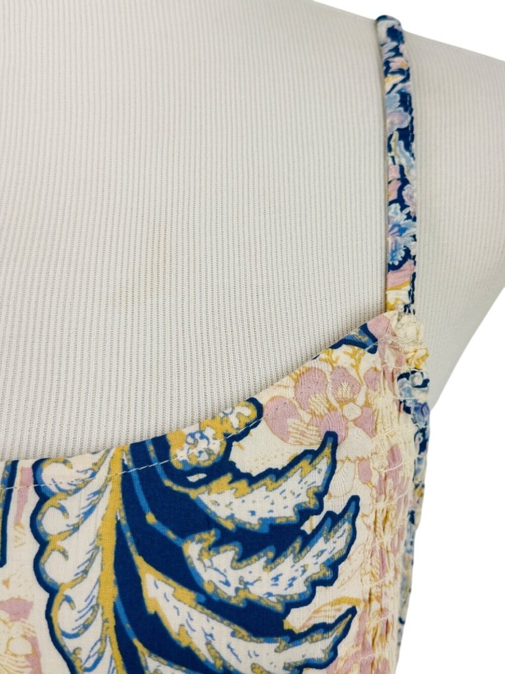 NWT Free People Blue Cream Floral Print Maxi Slip Dress L | Coastal Cowgirl Boho - Picture 4 of 16